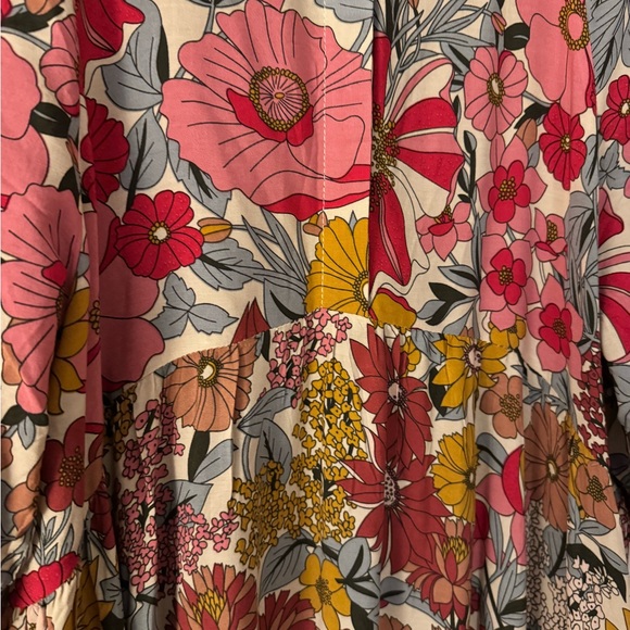 Natural Life Rebecca Midi Dress Vintage Floral Psychedelic Poppy Buttons NWT S - Picture 12 of 12